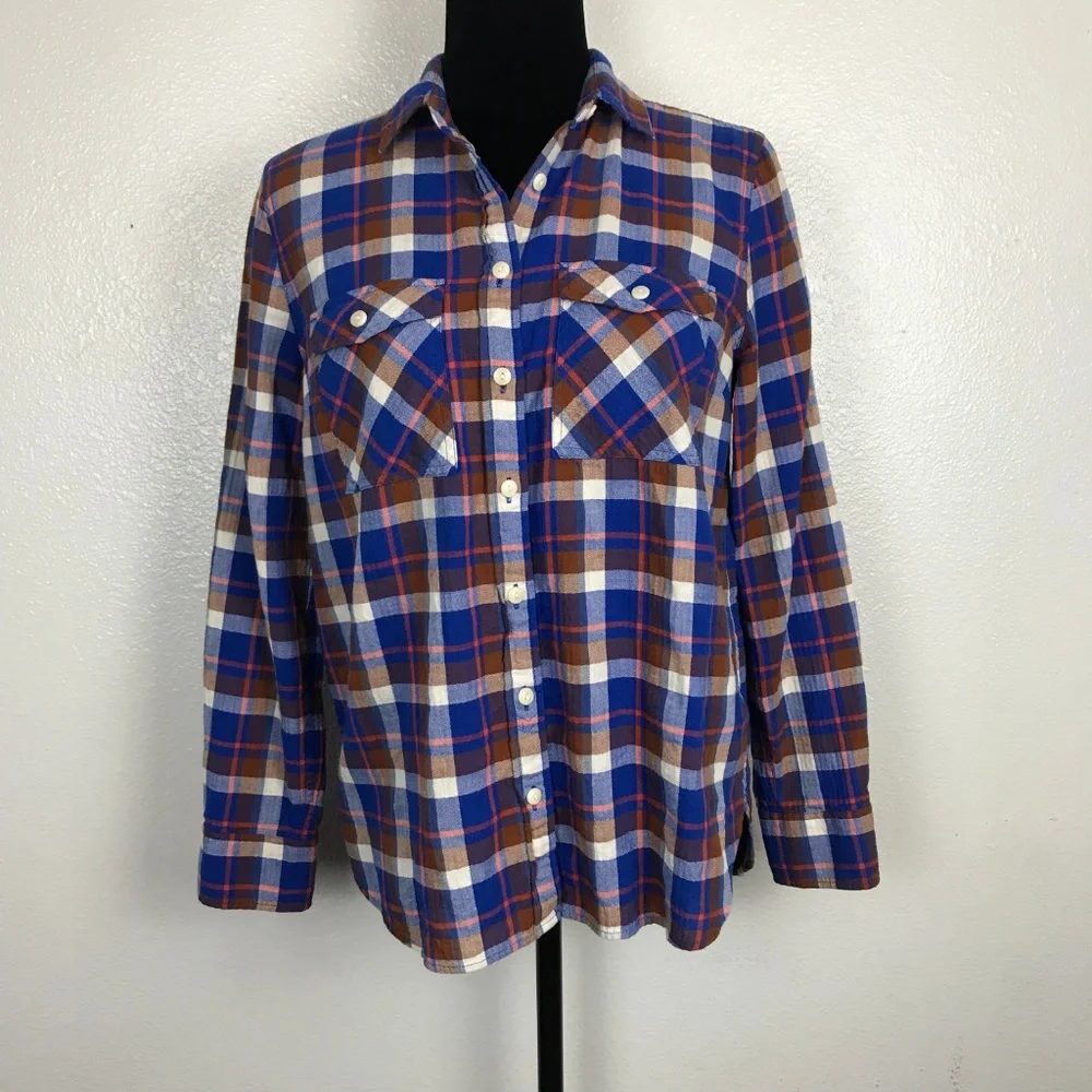 J.Crew Womens Multicolor‎ Plaid Button Down Blouse